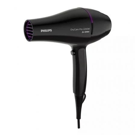 Philips Drycare Advanced Pro - Secador de Pelo Profesional 2200W con Motor AC, Tecnología Iónica, Difusor y Boquilla Concentradora, 6 Velocidades, Aire Frío, Negro